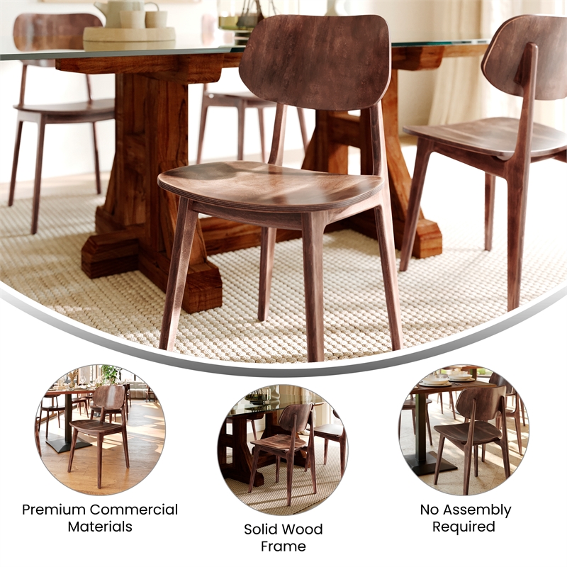 Pemberly Row Solid Wood Dining Chair with Curved Backrest in Antique Copper