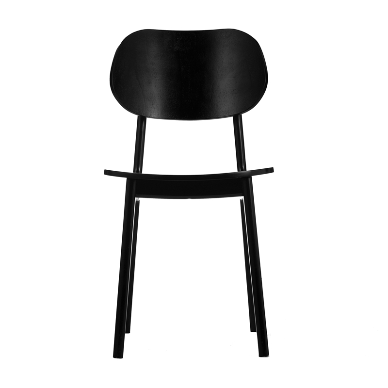 Pemberly Row Solid Wood Dining Chair with Curved Backrest in Black