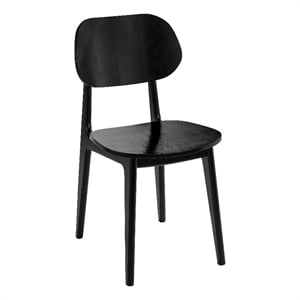Pemberly Row Solid Wood Dining Chair with Curved Backrest in Black