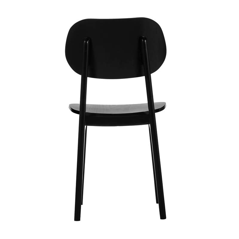 Pemberly Row Solid Wood Dining Chair with Curved Backrest in Black