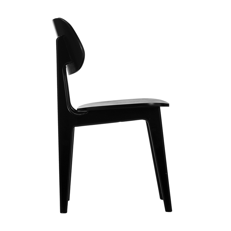 Pemberly Row Solid Wood Dining Chair with Curved Backrest in Black