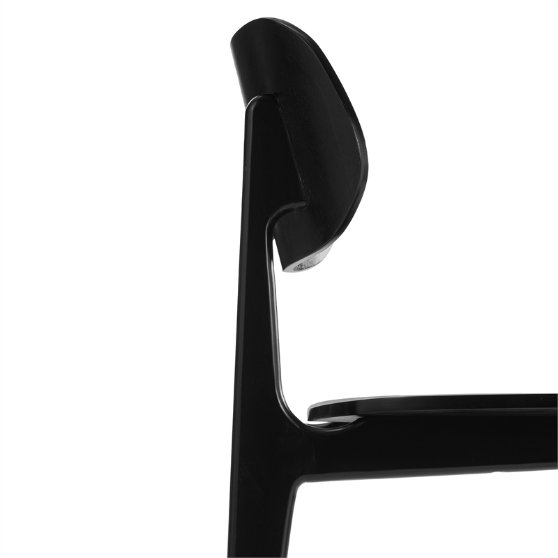 Pemberly Row Solid Wood Dining Chair with Curved Backrest in Black