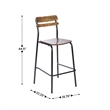 Pemberly Row Solid Wood Bar Stool with Black Frame in Antique Copper