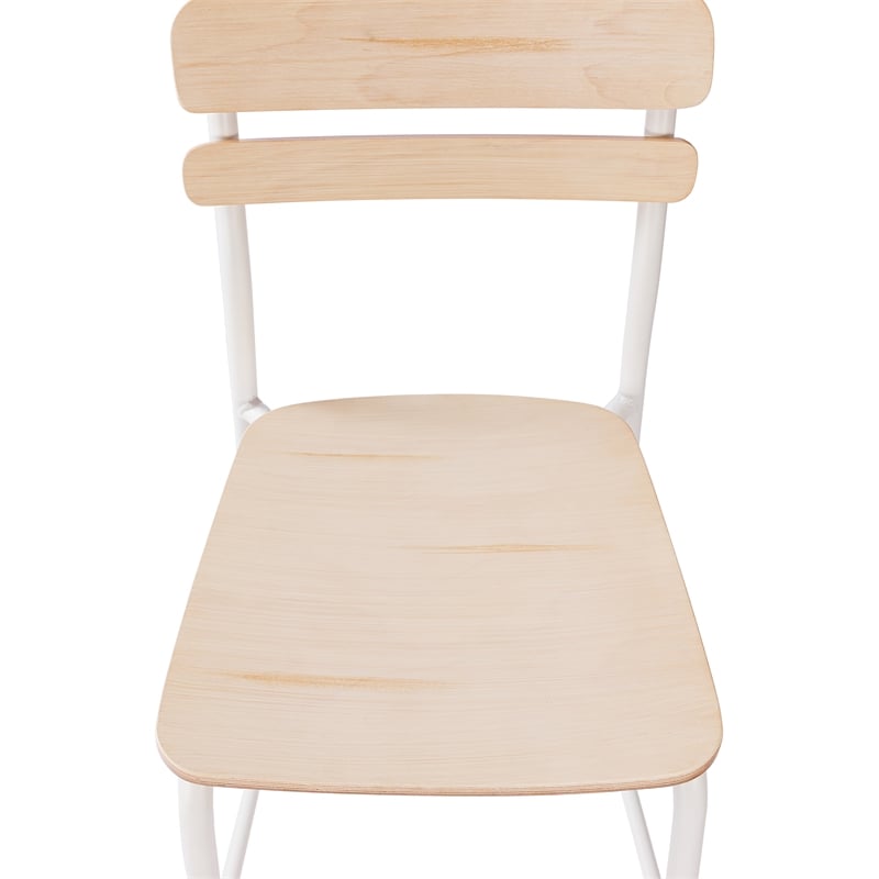 Pemberly Row Solid Wood Bar Stool with White Frame in Antique White