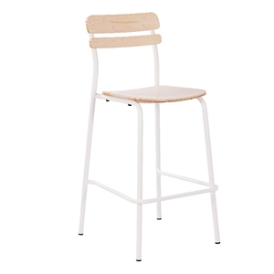 Pemberly Row Solid Wood Bar Stool with White Frame in Antique White