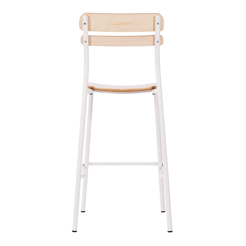 Pemberly Row Solid Wood Bar Stool with White Frame in Antique White
