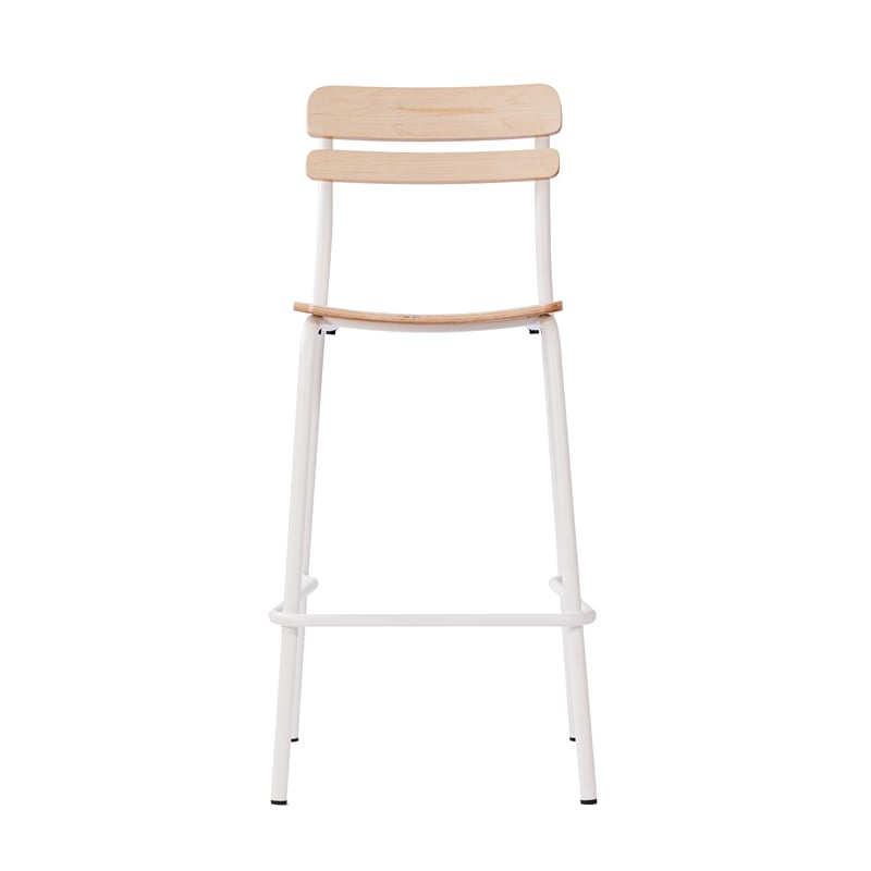 Pemberly Row Solid Wood Bar Stool with White Frame in Antique White