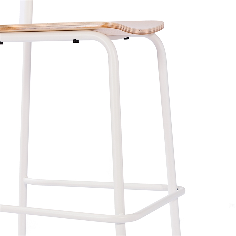 Pemberly Row Solid Wood Bar Stool with White Frame in Antique White