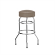 Pemberly Row Backless Double Ring Chrome Swivel Barstool with Beige Seat