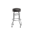 Pemberly Row Backless Double Ring Chrome Swivel Barstool in Dark Brown