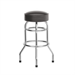 Pemberly Row Backless Double Ring Chrome Swivel Barstool in Dark Brown