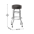 Pemberly Row Backless Double Ring Chrome Swivel Barstool in Dark Brown