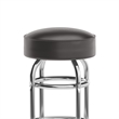 Pemberly Row Backless Double Ring Chrome Swivel Barstool in Dark Brown