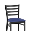 Pemberly Row Black Ladder Back Metal Restaurant Barstool with Blue Seat