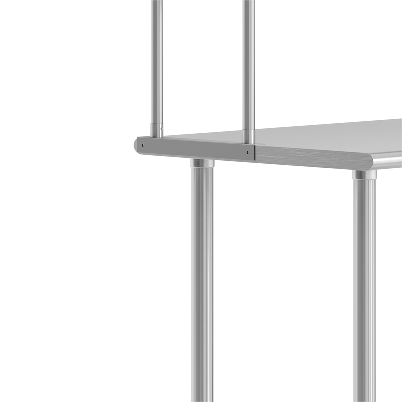 Pemberly Row 24x36 Stainless Steel Work Table with 2 Overshelves and Undershelf