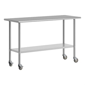 Pemberly Row 24x60 Stainless Steel 18 Gauge Work Table with Undershelf & Casters