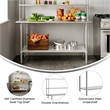 Pemberly Row 24x60 Stainless Steel Work Table with 2 Overshelves and Undershelf