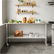 Pemberly Row 24x72 Stainless Steel 18 Gauge Work Table with Undershelf & Casters