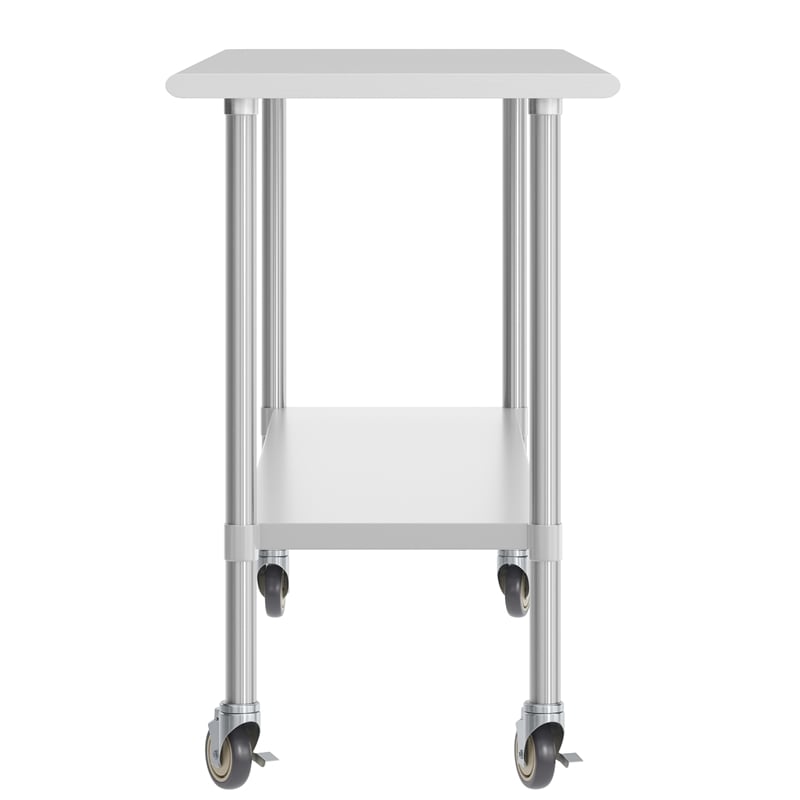 Pemberly Row 24x72 Stainless Steel 18 Gauge Work Table with Undershelf & Casters