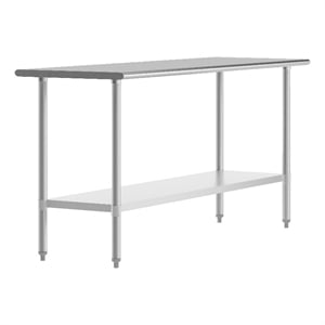 Pemberly Row 24x72 Stainless Steel 18 Gauge Work Table with Undershelf