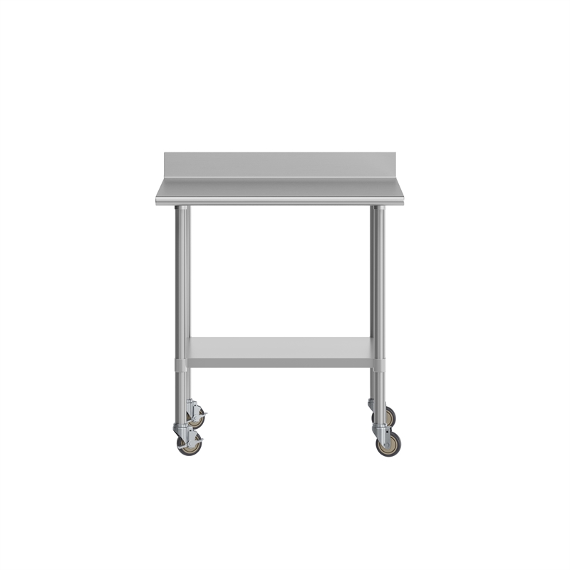 Pemberly Row 30x36 Stainless Steel Work Table with 4
