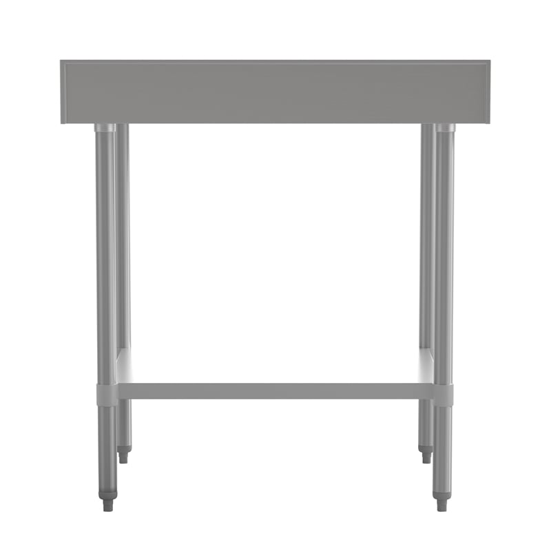 Pemberly Row Stainless Steel Kitchen Prep & Work Table with Shelf & Backsplash