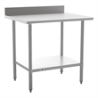 Pemberly Row Stainless Steel Kitchen Prep & Work Table with Shelf & Backsplash