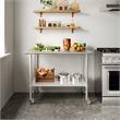 Pemberly Row 30x48 Stainless Steel 18 Gauge Work Table with Undershelf & Casters