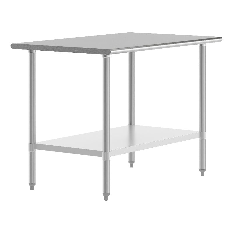 Pemberly Row 30x48 Stainless Steel 18 Gauge Work Table with Undershelf