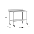 Pemberly Row 30x48 Stainless Steel Work Table with 4