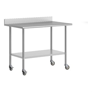 Pemberly Row 30x48 Stainless Steel Work Table with 4&quot Backsplash and Undershelf