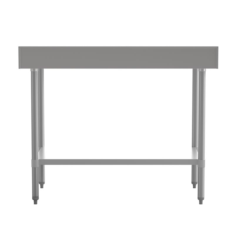 Pemberly Row Stainless Steel Kitchen Prep & Work Table with Shelf & Backsplash