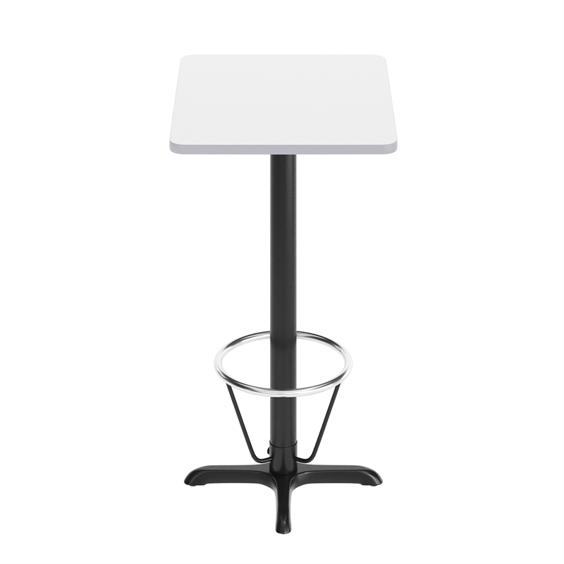 Pemberly Row 24x30 White Dining Table Top with Bar Height Base and Footring