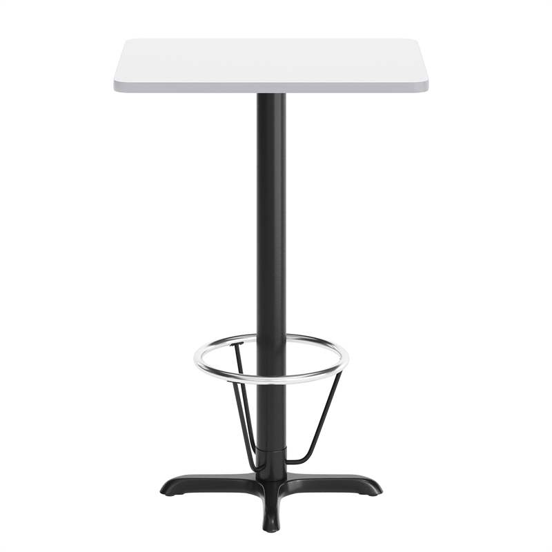 Pemberly Row 24x30 White Dining Table Top with Bar Height Base and Footring