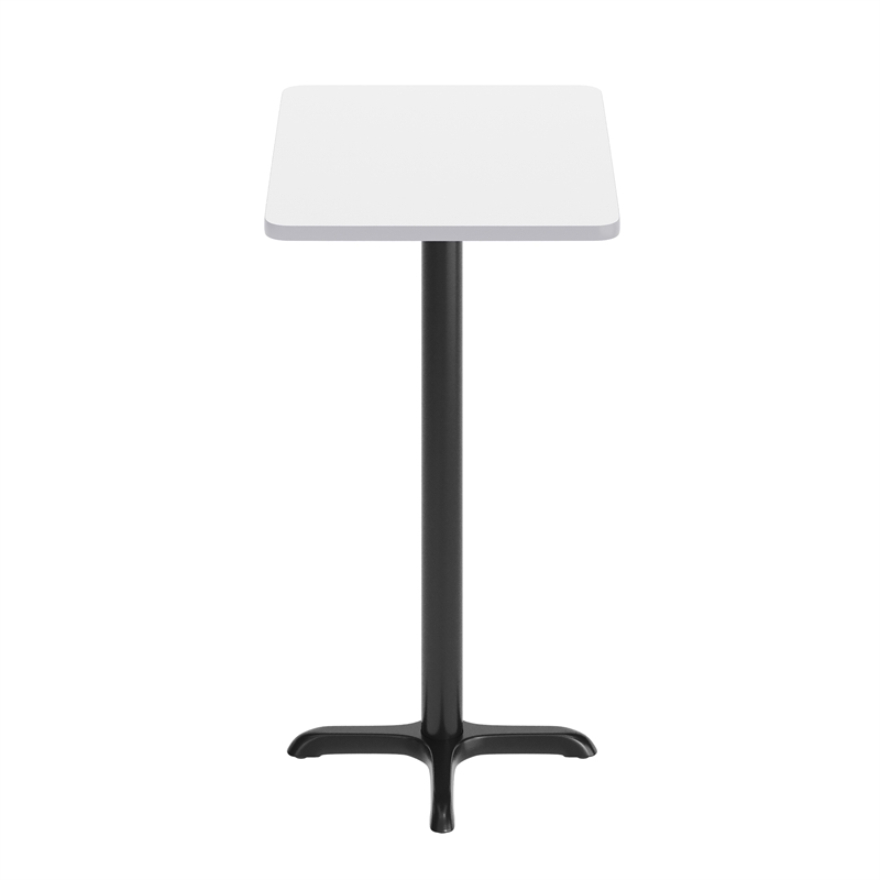 Pemberly Row 24x30 White Dining Table Top with Black Bar Height X Base
