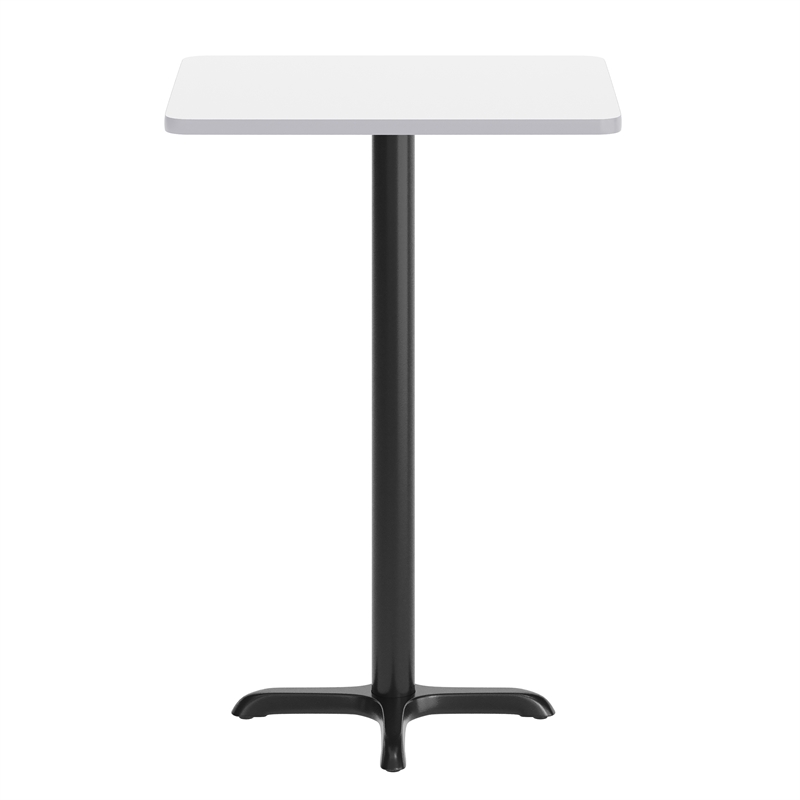 Pemberly Row 24x30 White Dining Table Top with Black Bar Height X Base