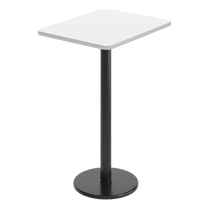 Pemberly Row 24x30 White Dining Table Top with Black Bar Height Base