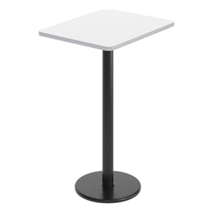Pemberly Row 24x30 White Dining Table Top with Black Bar Height Base