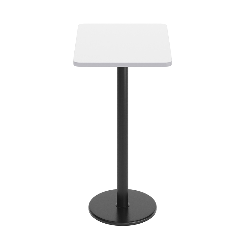 Pemberly Row 24x30 White Dining Table Top with Black Bar Height Base