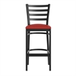 Pemberly Row Black Ladder Back Metal Restaurant Barstool with Red Seat