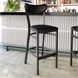 Pemberly Row Metal Barstool with Seat and Boomerang Back in Black