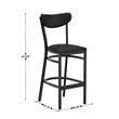 Pemberly Row Metal Barstool with Seat and Boomerang Back in Black