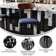Pemberly Row Metal Barstool with Seat and Wood Boomerang Back in Blue/Walnut