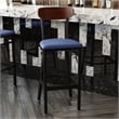Pemberly Row Metal Barstool with Seat and Wood Boomerang Back in Blue/Walnut