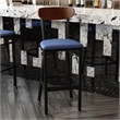 Pemberly Row Metal Barstool with Seat and Wood Boomerang Back in Blue/Walnut