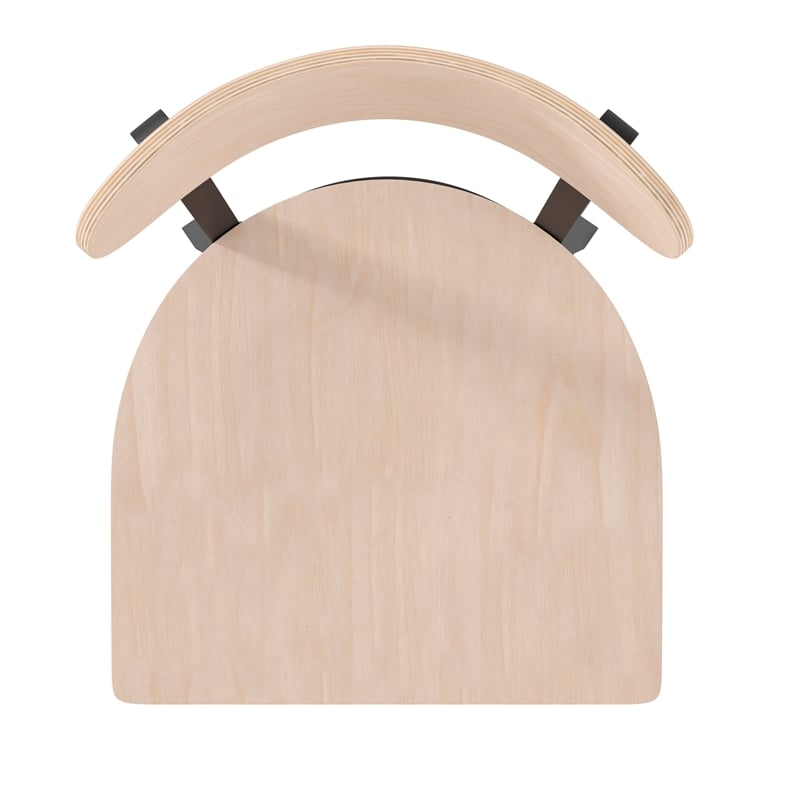 Pemberly Row Metal Barstool with Wood Seat and Boomerang Back in Natural Birch