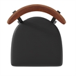 Pemberly Row Metal Barstool with Seat and Wood Boomerang Back in Black/Walnut