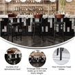 Pemberly Row Metal Barstool with Seat and Wood Boomerang Back in Black/Walnut