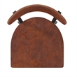 Pemberly Row Metal Barstool with Wood Seat and Boomerang Back in Walnut