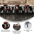 Pemberly Row Metal Barstool with Wood Seat and Boomerang Back in Walnut